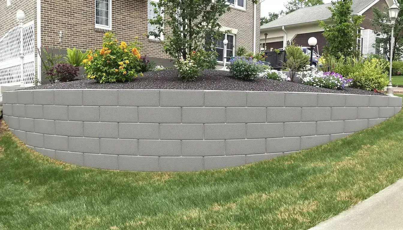 Concrete retaining wall installed by Kansas City area contractor